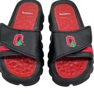 Ohio State University OSU Buckeyes Black & Red Slides Sandals Slip-on Size L